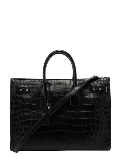 Shop Saint Laurent Sac De Jour Large Embossed Tote Bag In Black