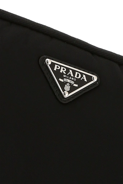 Shop Prada Triangle Logo Padded Pouch In Black