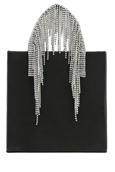 Shop Kara Crystal Fringe Handle Handbag In Black