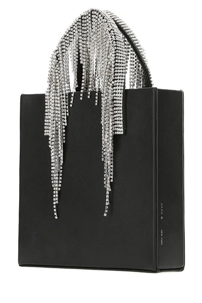 Shop Kara Crystal Fringe Handle Handbag In Black