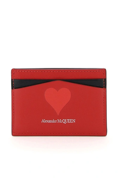 Shop Alexander Mcqueen Skull Heart Cardholder In Red