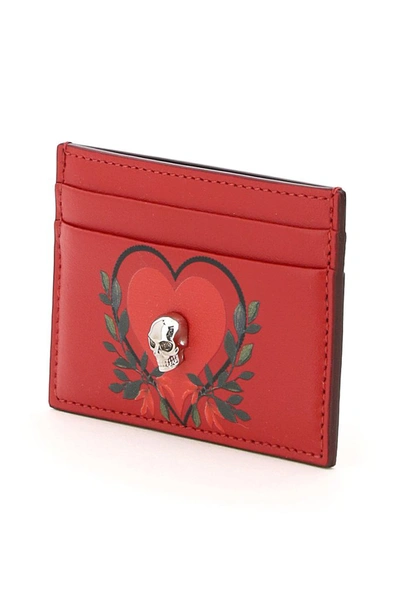 Shop Alexander Mcqueen Skull Heart Cardholder In Red