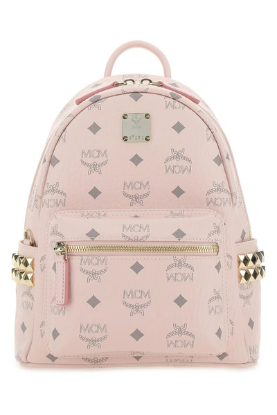 Shop Mcm Stark Side Studs Zipped Backpack In Pink