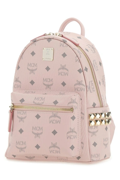 Shop Mcm Stark Side Studs Zipped Backpack In Pink