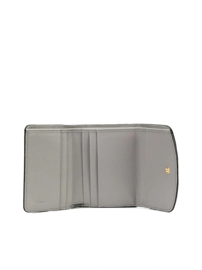 Shop Chloé C Plaque Embossed Wallet In Grey