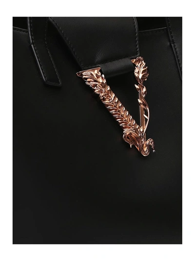 Shop Versace Virtus Top Handle Tote Bag In Black