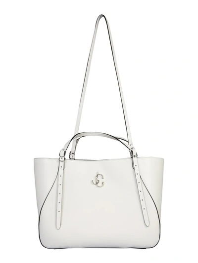 Shop Jimmy Choo Varenne Logo Tote Bag In White