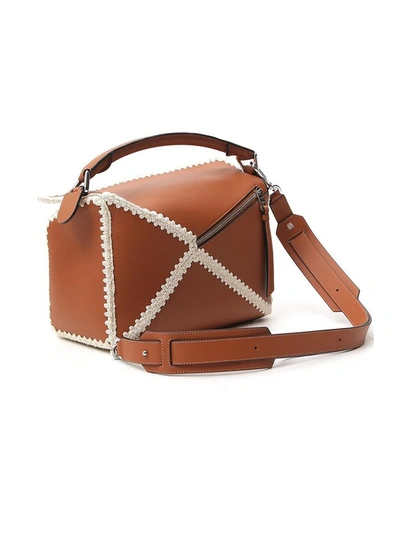 Shop Loewe Puzzle Medium Stitch Detail Shoulder Bag In Brown