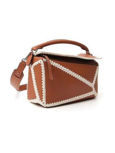 Shop Loewe Puzzle Medium Stitch Detail Shoulder Bag In Brown