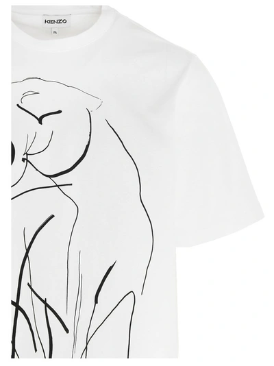 Shop Kenzo Tiger Drawing Print T In White