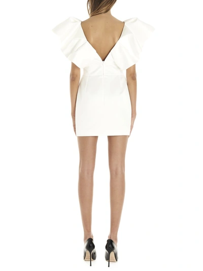 Shop Alexandre Vauthier Ruffled Shoulder Dress In White
