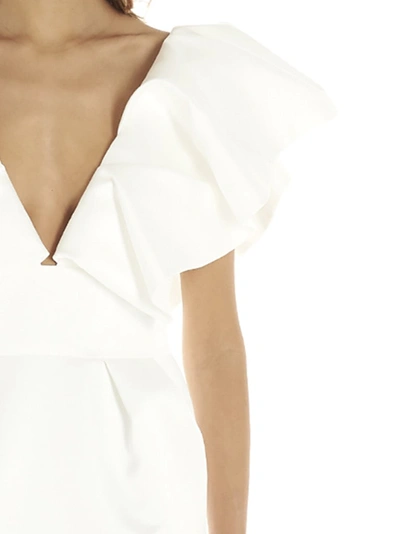 Shop Alexandre Vauthier Ruffled Shoulder Dress In White