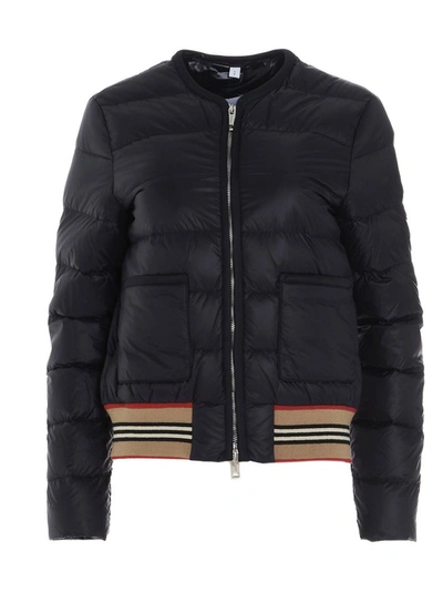 Shop Burberry Icon Stripe Detail Puffer Jacket In Black