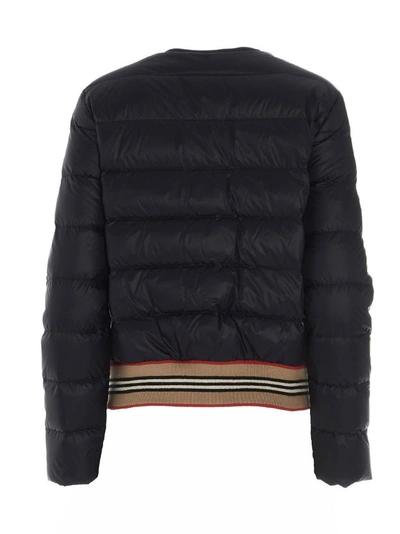 Shop Burberry Icon Stripe Detail Puffer Jacket In Black