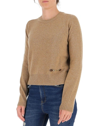 Shop Gucci Horsebit Sweater In Beige