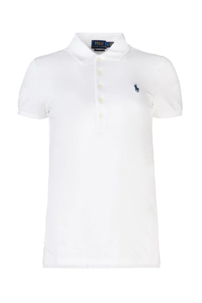 Shop Polo Ralph Lauren Fitted Polo Shirt In White