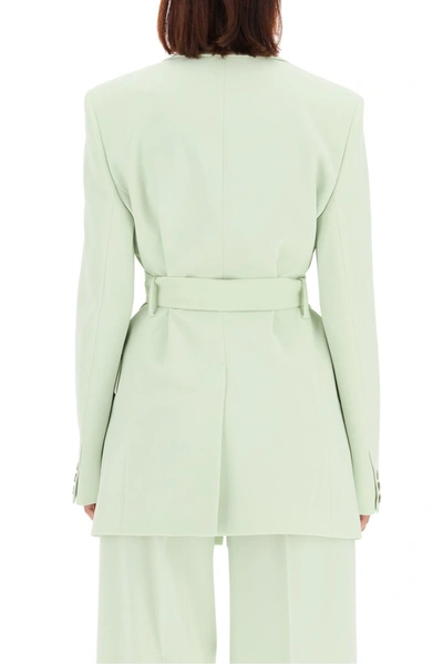 Shop Nanushka Honor Belted Blazer In Green