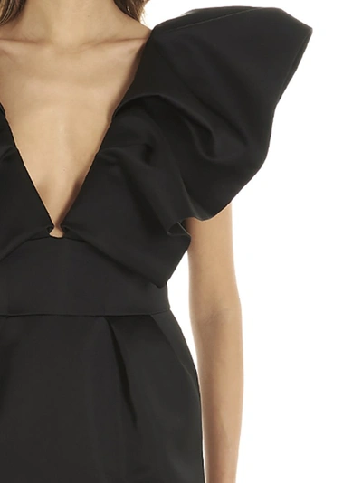 Shop Alexandre Vauthier Ruffled Shoulder Dress In Black