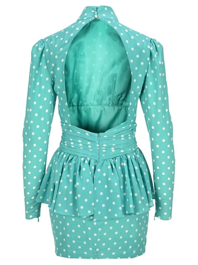 Shop Alessandra Rich Polka Dot Mini Dress In Green