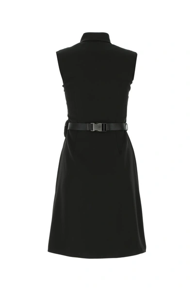 Shop Prada Belted Pouch Sleeveless Dress In Black