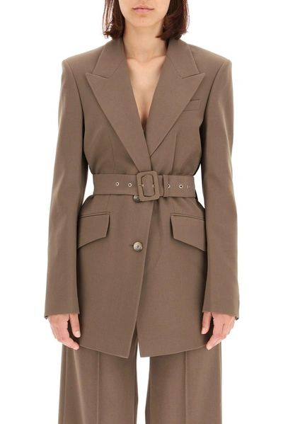 Shop Nanushka Honor Belted Blazer In Brown