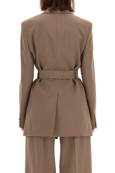 Shop Nanushka Honor Belted Blazer In Brown