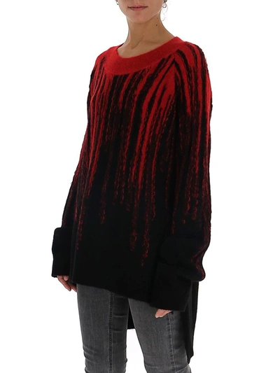 Shop Ann Demeulemeester Asymmetric Hem Knitted Sweater In Multi