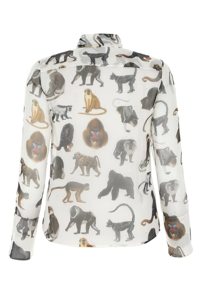 Shop Burberry Monkey Print Pussy Bow Blouse In Multi