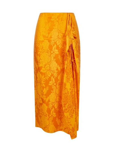 Shop Attico The  Jacquard Wrap Skirt In Orange