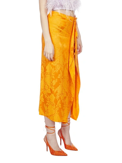 Shop Attico The  Jacquard Wrap Skirt In Orange