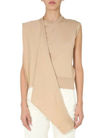 Shop Lemaire Draped Sleeveless Top In Beige