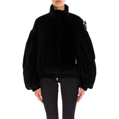 Shop Moncler Genius Moncler X Simone Rocha Velvet Bomber Jacket In Black