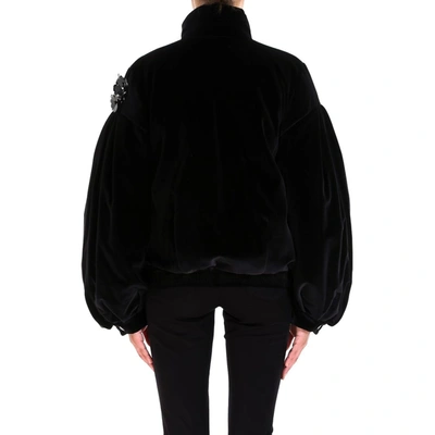 Shop Moncler Genius Moncler X Simone Rocha Velvet Bomber Jacket In Black