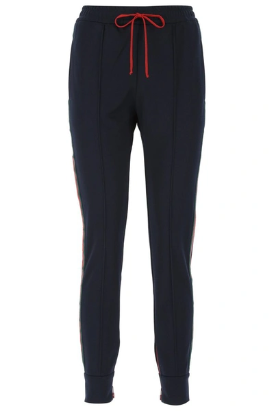 Shop Gucci Cherry Piquet Jersey Pants In Blue