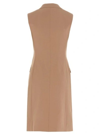 Shop Theory Double Breasted Vest Dress In Beige