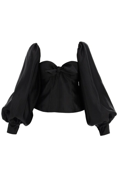 Shop Attico The  Puff Sleeve Blouse In Black