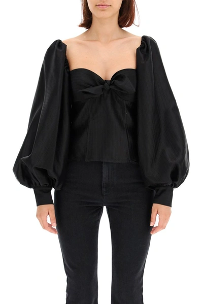 Shop Attico The  Puff Sleeve Blouse In Black