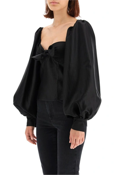 Shop Attico The  Puff Sleeve Blouse In Black