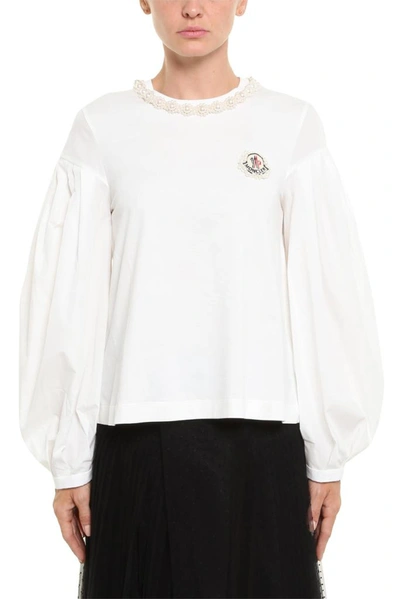 Shop Moncler Genius Moncler X Simone Rocha Logo Patch Pullover In White