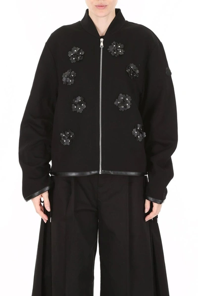 Shop Moncler Genius Moncler X Noir Kei Ninomiya Floral Applique Bomber Jacket In Black
