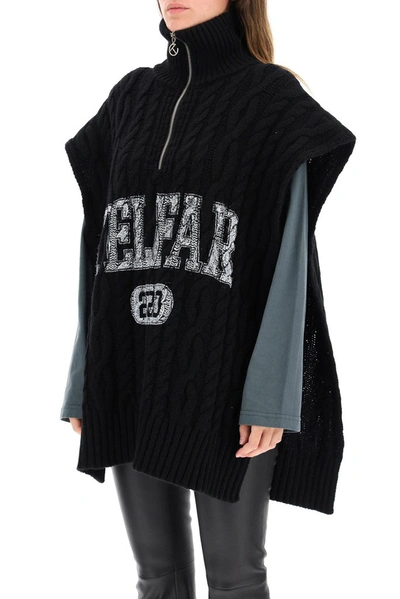 Shop Telfar Logo Open Cable Knit Sweater In Black