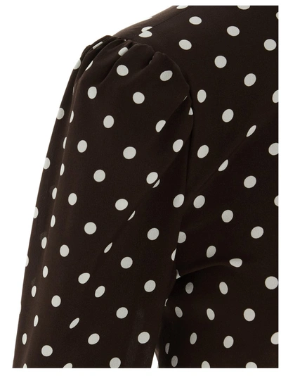 Shop Alessandra Rich Polka Dot Mini Dress In Brown