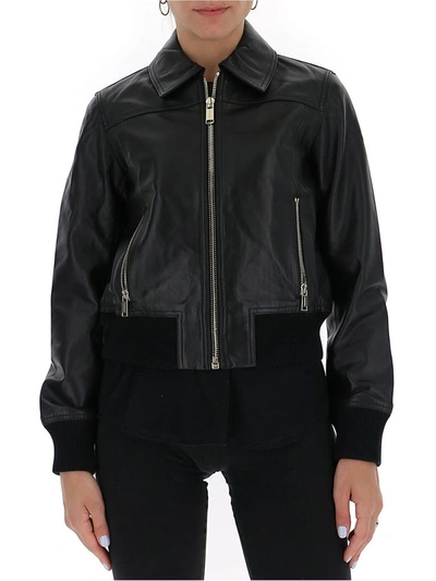 Shop Michael Michael Kors Ribbed Biker Jacket In Black