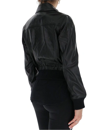 Shop Michael Michael Kors Ribbed Biker Jacket In Black