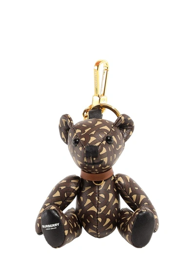 Shop Burberry Monogram Print Thomas Bear Charm In Brown