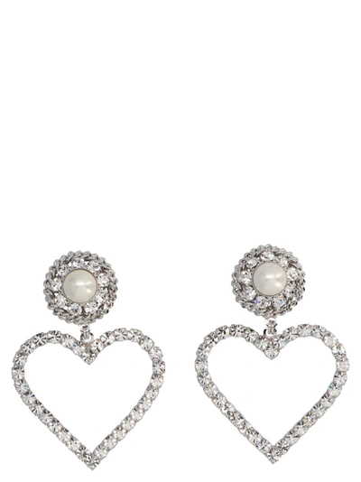 Shop Alessandra Rich Heart Earrings In Silver