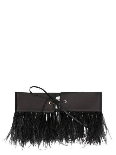 Shop Attico The  Feathered Belt In Black