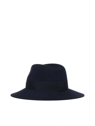 Shop Maison Michel Henrietta Fedora Hat In Navy