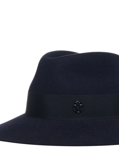 Shop Maison Michel Henrietta Fedora Hat In Navy