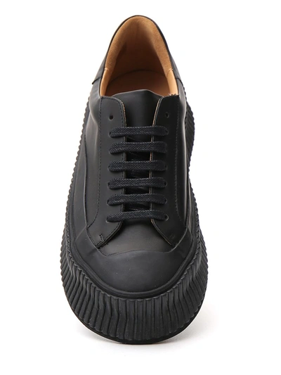 Shop Jil Sander Low Top Lace Up Sneakers In Black